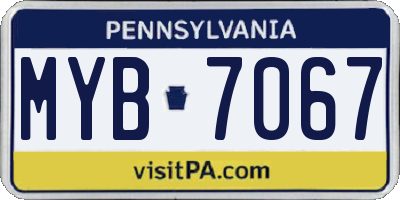 PA license plate MYB7067