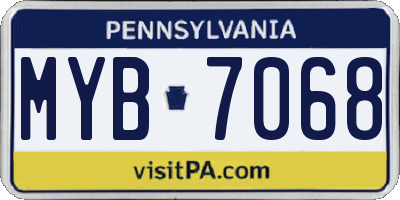 PA license plate MYB7068