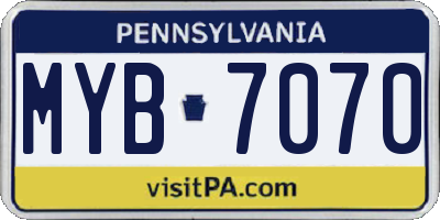 PA license plate MYB7070
