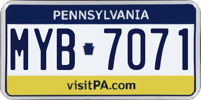 PA license plate MYB7071