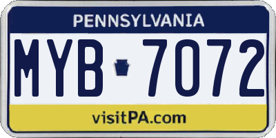 PA license plate MYB7072