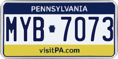PA license plate MYB7073