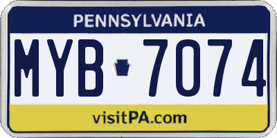 PA license plate MYB7074