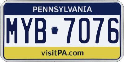 PA license plate MYB7076
