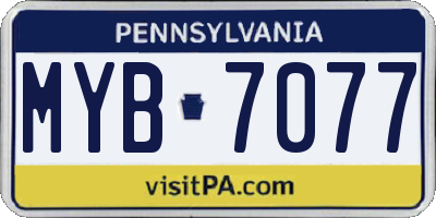 PA license plate MYB7077