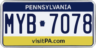 PA license plate MYB7078