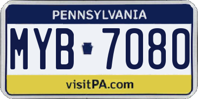 PA license plate MYB7080