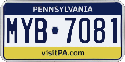 PA license plate MYB7081