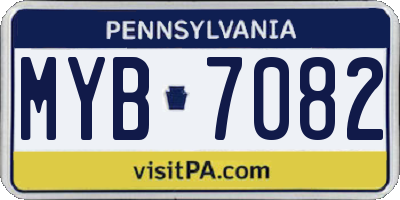 PA license plate MYB7082