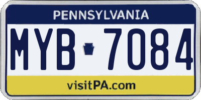 PA license plate MYB7084