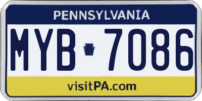 PA license plate MYB7086