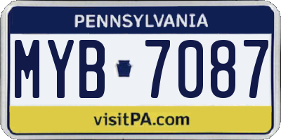 PA license plate MYB7087