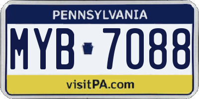 PA license plate MYB7088