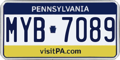 PA license plate MYB7089