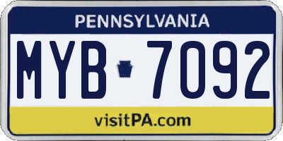 PA license plate MYB7092