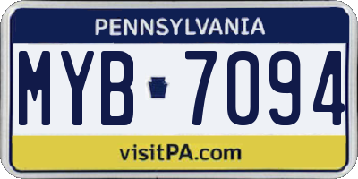PA license plate MYB7094