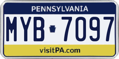 PA license plate MYB7097