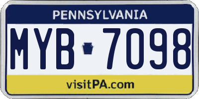 PA license plate MYB7098
