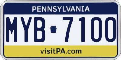 PA license plate MYB7100