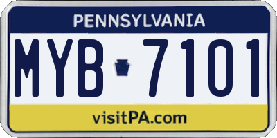 PA license plate MYB7101