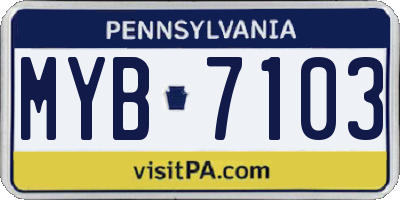 PA license plate MYB7103