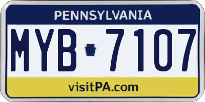 PA license plate MYB7107