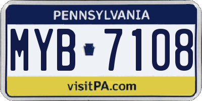 PA license plate MYB7108