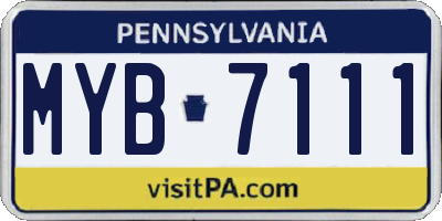 PA license plate MYB7111