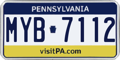 PA license plate MYB7112