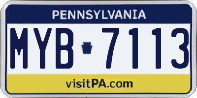PA license plate MYB7113