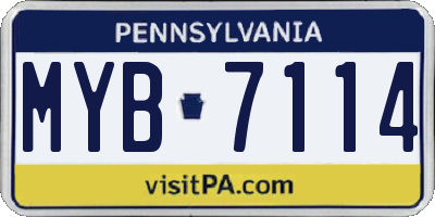 PA license plate MYB7114