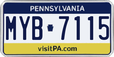 PA license plate MYB7115