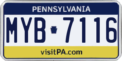PA license plate MYB7116