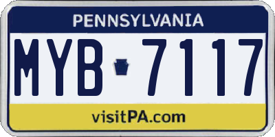 PA license plate MYB7117