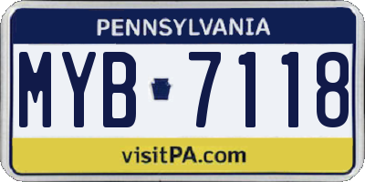PA license plate MYB7118