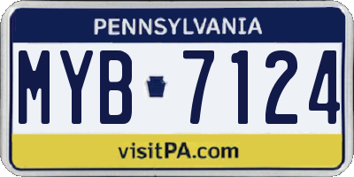 PA license plate MYB7124
