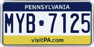 PA license plate MYB7125