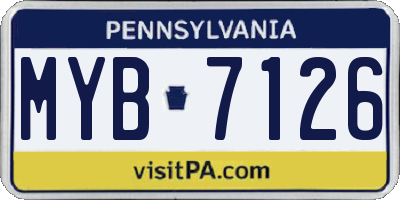 PA license plate MYB7126