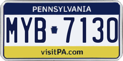 PA license plate MYB7130