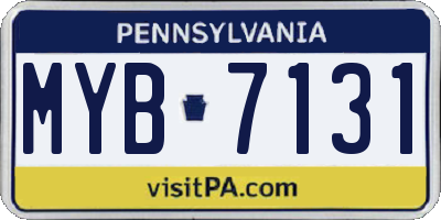 PA license plate MYB7131