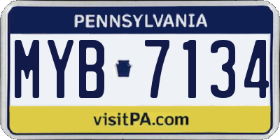 PA license plate MYB7134