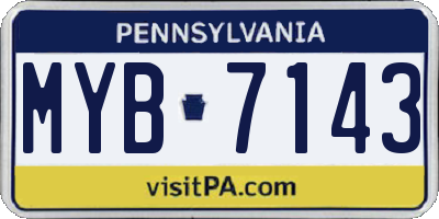 PA license plate MYB7143