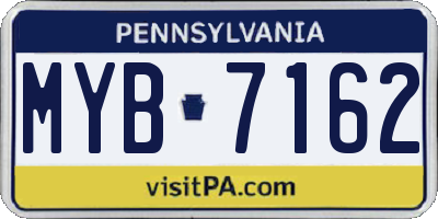 PA license plate MYB7162
