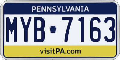 PA license plate MYB7163