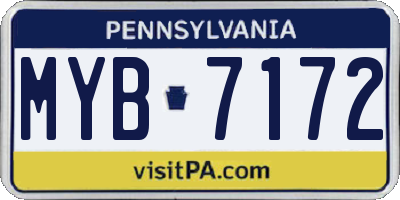 PA license plate MYB7172