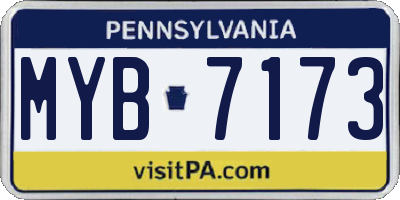PA license plate MYB7173