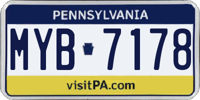 PA license plate MYB7178