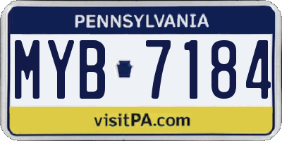 PA license plate MYB7184