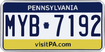PA license plate MYB7192