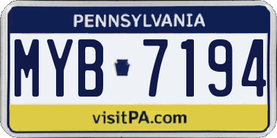 PA license plate MYB7194